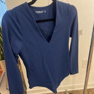 Long sleeve thong body suit v neck